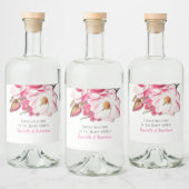 ピンクフローラマグノリアエレガントな結婚式 リキュールボトルラベル (ボトル)