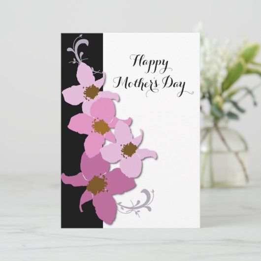 ピンクフローラマザーズデイフラットカード 招待状 (スタンド正面)