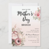 ピンクフローラマザーズデイブランチパーティの招待状 招待状 (正面)