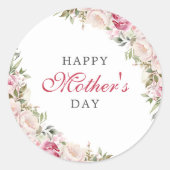 ピンクフローラマザーズデイブランチパーティー ラウンドシール (正面)