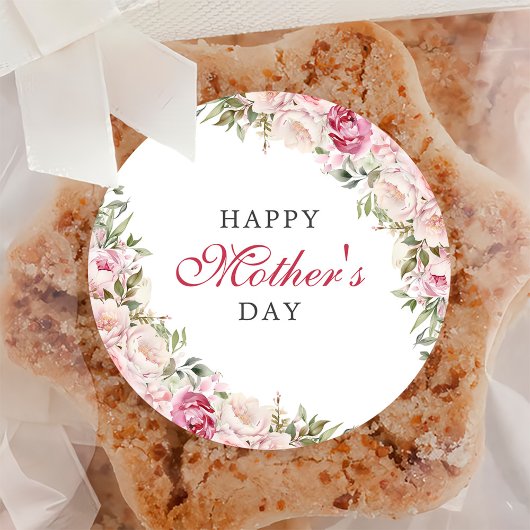 ピンクフローラマザーズデイブランチパーティー ラウンドシール