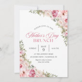 ピンクフローラマザーズデイブランチパーティー 招待状 (正面)