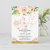 ピンクフローラマザーダックアヒルベビーシャワー 招待状 (スタンド正面)