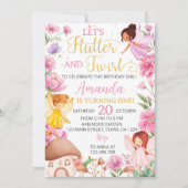 ピンクフローラマジカルフェアリー誕生日招待状 招待状 (正面)