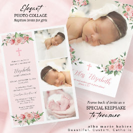 ピンクフローラマルチフォトバプテスマ 招待状