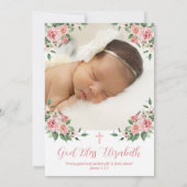 ピンクフローラマルチフォトバプテスマ 招待状 (裏面)