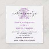 ピンクフローラマンダラ瞑想ヨガインストラクター スクエア名刺 (裏面)