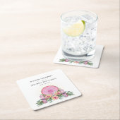 ピンクフローラマンダラ結晶結婚形而上学的 スクエアペーパーコースター (インサイチュ)