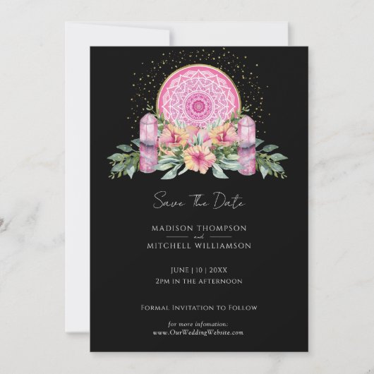ピンクフローラマンダラ結晶結婚形而上学的 セーブザデート (正面)