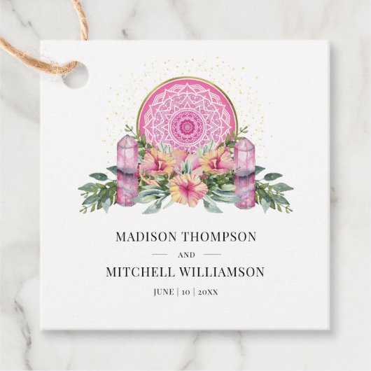 ピンクフローラマンダラ結晶結婚形而上学的 フェイバータグ (正面)