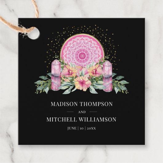 ピンクフローラマンダラ結晶結婚形而上学的 フェイバータグ (正面)