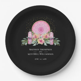 ピンクフローラマンダラ結晶結婚形而上学的 ペーパープレート