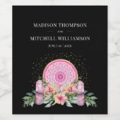 ピンクフローラマンダラ結晶結婚形而上学的 ワインラベル (シングルラベル)