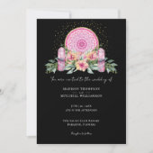 ピンクフローラマンダラ結晶結婚形而上学的 招待状 (正面)
