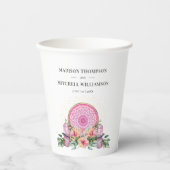ピンクフローラマンダラ結晶結婚形而上学的 紙コップ (正面)