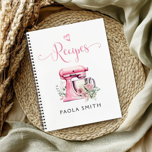 ピンクフローラミキサパーソナライズされたレシピ ノートブック