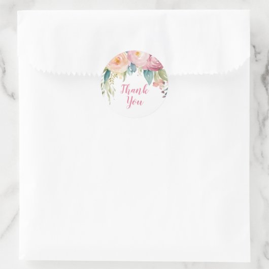 ピンクフローラミニマリストありがとう ラウンドシール (バッグ)