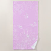 ピンクフローラミニマリストパタモダンーン抽象芸術 ビーチタオル (正面)