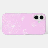 ピンクフローラミニマリストパタモダンーン抽象芸術 Case-Mate iPhoneケース (裏面 (横))