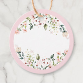 ピンクフローラミモサバージュースラベル手書き用 フェイバータグ