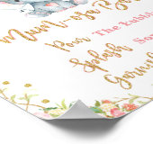 ピンクフローラミモサムモサバーサイン赤ちゃんシャワー ポスター (角)