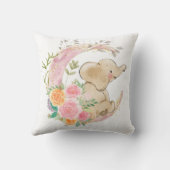 ピンクフローラムーンエレファントベビーガール誕生統計 クッション (裏面)