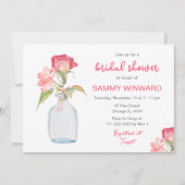 ピンクフローラメイスンジャーブライダルシャワー 招待状 (正面)