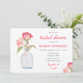 ピンクフローラメイスンジャーブライダルシャワー 招待状 (スタンド正面)