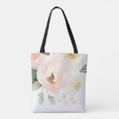 ピンクフローラメイド・オブ・オーナー(花嫁付き添い人)ブライダルパーティギフト トートバッグ (裏面)