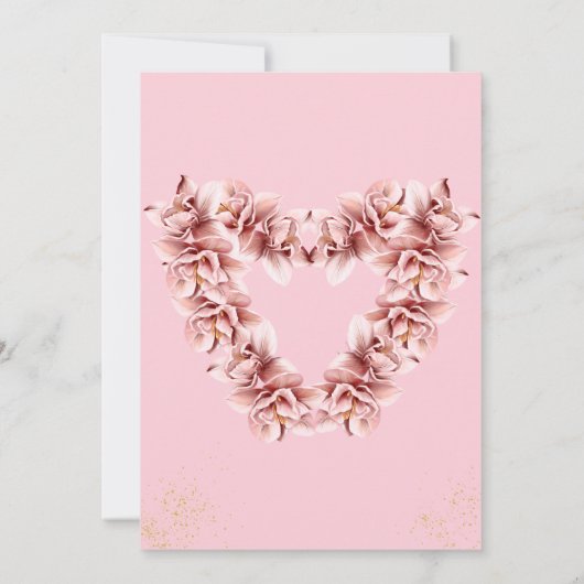 ピンクフローラメンディイスラム結婚式招待状カード 招待状 (裏面)