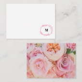 ピンクフローラモノグラムノートカード ノートカード (正面/裏面)