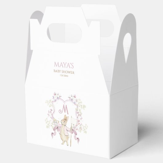 ピンクフローラモノグラムペーターザラビットベビーシャワー フェイバーボックス (オープン)