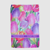 ピンクフローラモノグラムホワイト文字 ゴルフタオル (正面)