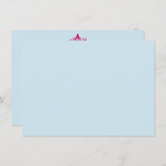 ピンクフローラモノグラム名前をカスタムする文具 ノートカード (正面/裏面)