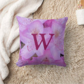 ピンクフローラモノグラム装飾用クッション クッション (ブランケット)