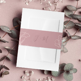 ピンクフローラモノグラム 招待状ベリーバンド