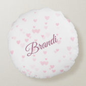 ピンクフローラユニコーンオンハートバレンタイン ラウンドクッション (裏面)