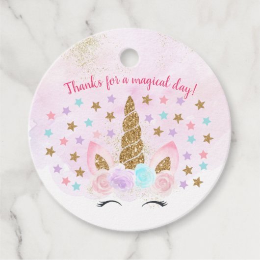 ピンクフローラユニコーンマジカル誕生日 フェイバータグ (正面)
