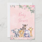 ピンクフローラユーカリプタサファリベイビーシャワー 招待状 (裏面)