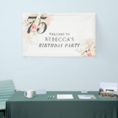 ピンクフローラユーカリプタスボタニカル75誕生日 横断幕 (トレードショー)