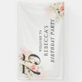 ピンクフローラユーカリプタスボタニカル75誕生日 横断幕 (縦)