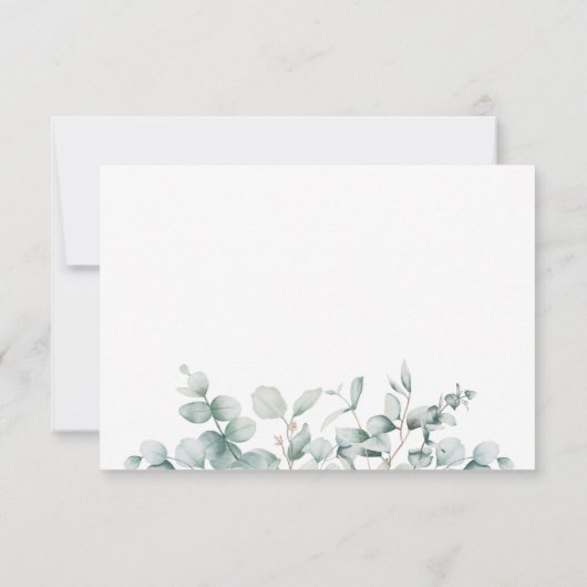 ピンクフローラユーカリ幾何結婚素朴体 出欠カード (裏面)