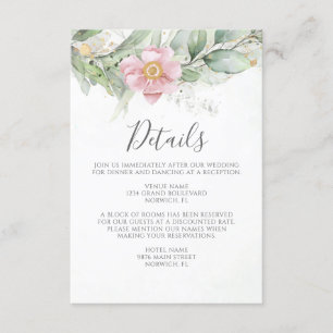 ピンクフローラユーカリ結婚グリーン詳細 エンクロージャーカード