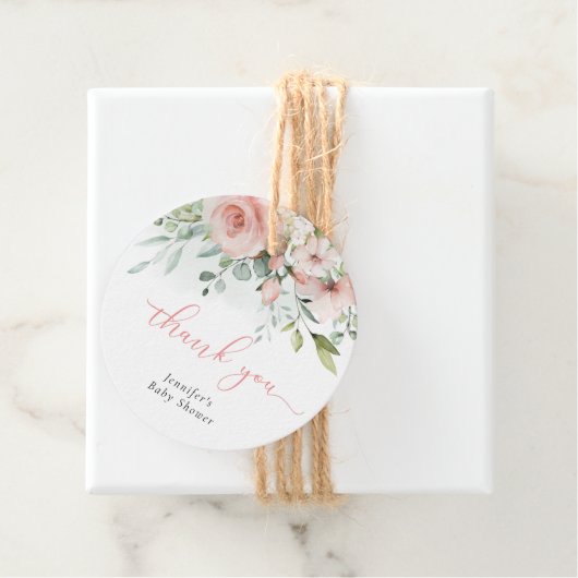 ピンクフローラユーカリ赤ちゃん女の子のシャワー感謝していユーザ フェイバータグ (インサイチュ)
