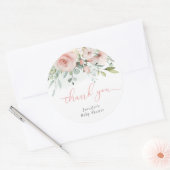 ピンクフローラユーカリ赤ちゃん女の子のシャワー感謝していユーザ ラウンドシール (封筒)