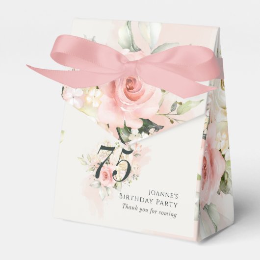 ピンクフローラユーカリ75thバースデーパーティーおばあちゃん フェイバーボックス (正面サイド)