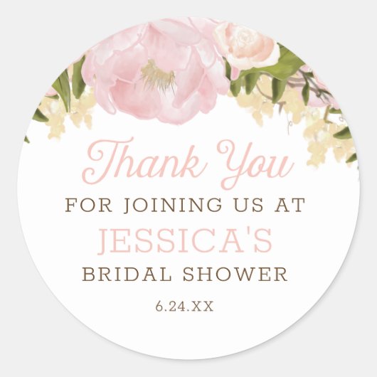 ピンクフローララウンドステッカー ラウンドシール (正面)