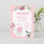 ピンクフローララママアルパカガールズベビーシャワー 招待状 (スタンド正面)