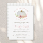 ピンクフローラリトルカボチャ秋ベビーガールシャワー 招待状