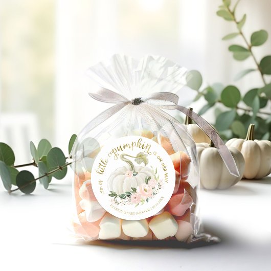 ピンクフローラリトルカボチャ秋ベビーシャワー ラウンドシール